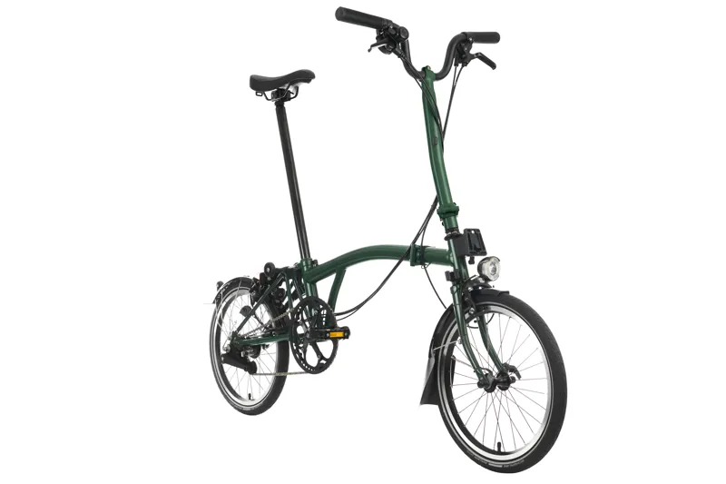 Brompton C Line High Bar 6 Speed Bike with mudguards in Racing Green